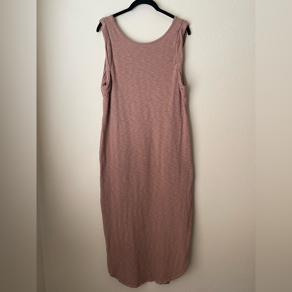 Free People Beach Cotton Midi Dress, Small, Brown Sleeveless Coastal